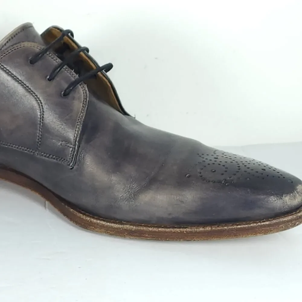 Magnanni Men's Gerard US9M Gray Leather Medallion Toe Oxfords Derby Shoes